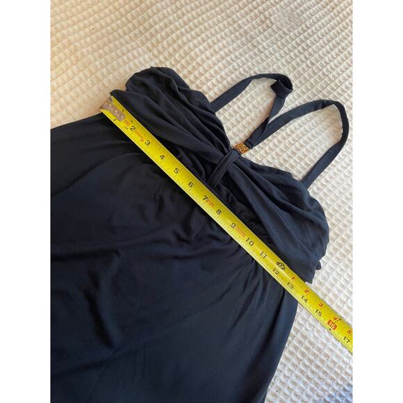 Trina Turk Black V Strap Babydoll Style Mini Dress Cover Up W/ Gold Detail Small - Picture 5 of 8